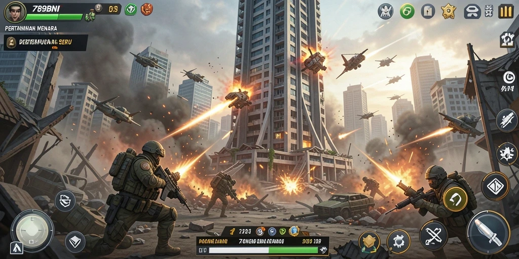 Tampilan gameplay menegangkan dalam 789BNI yang menguji strategi Tower Defense.