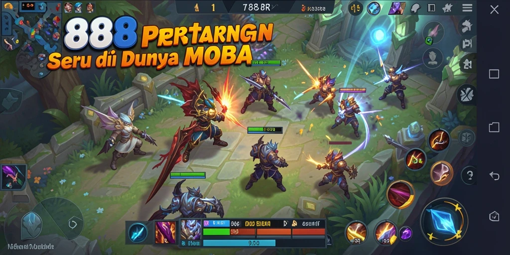 Screenshot gameplay 888R yang menampilkan aksi seru di arena MOBA.