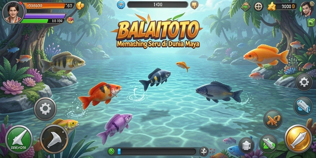 Screenshot utama BALAITOTO menampilkan gameplay memancing yang menarik.