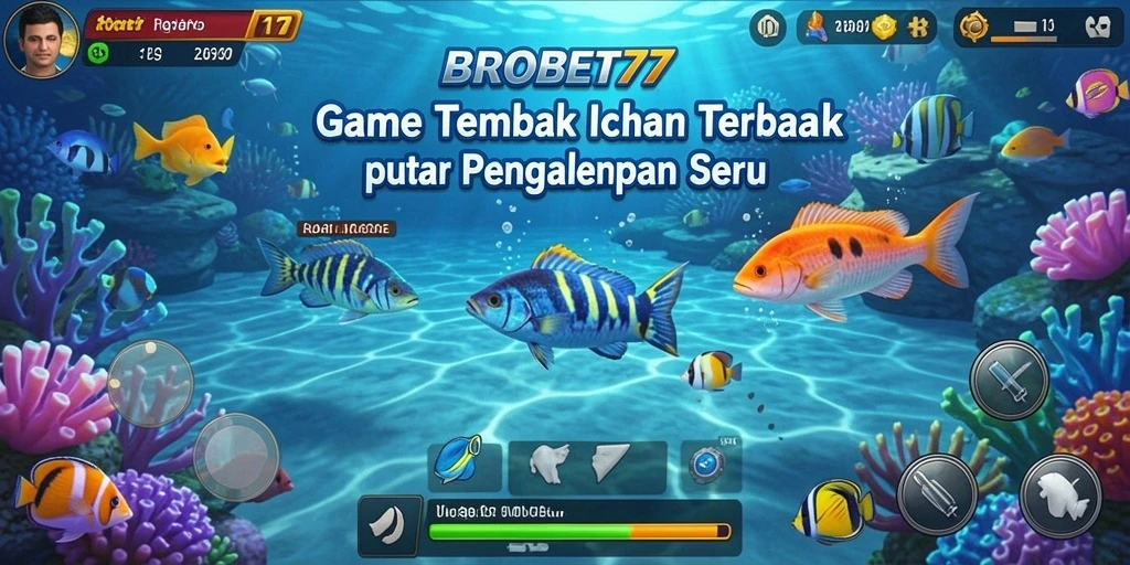 Tampilan gameplay seru BROBET77 dengan ikan beraneka ragam.