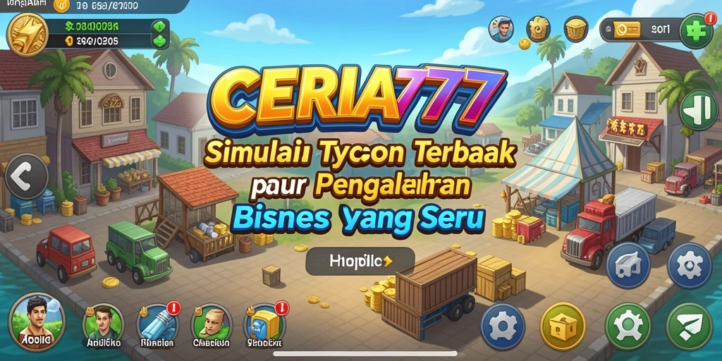 Tampilan gameplay Tycoon yang menarik dalam CERIA777, menunjukkan aktivitas bisnis yang dinamis.