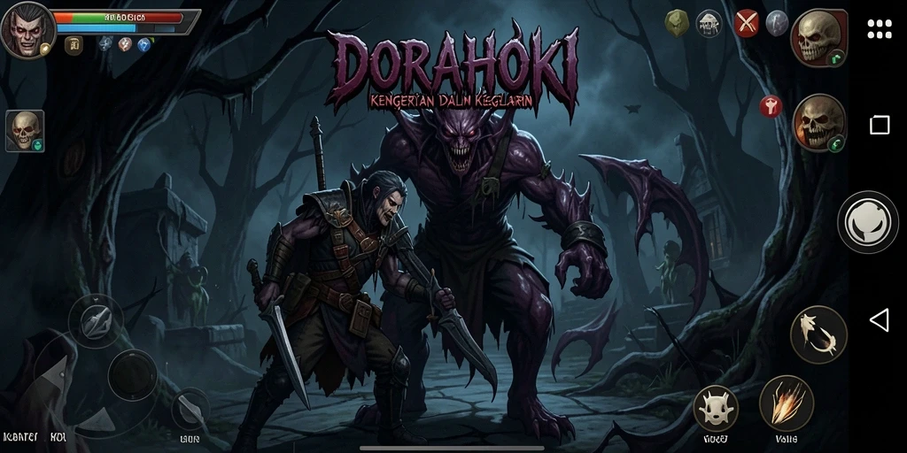 Screenshot tampilan gameplay menegangkan di DORAHOKI.