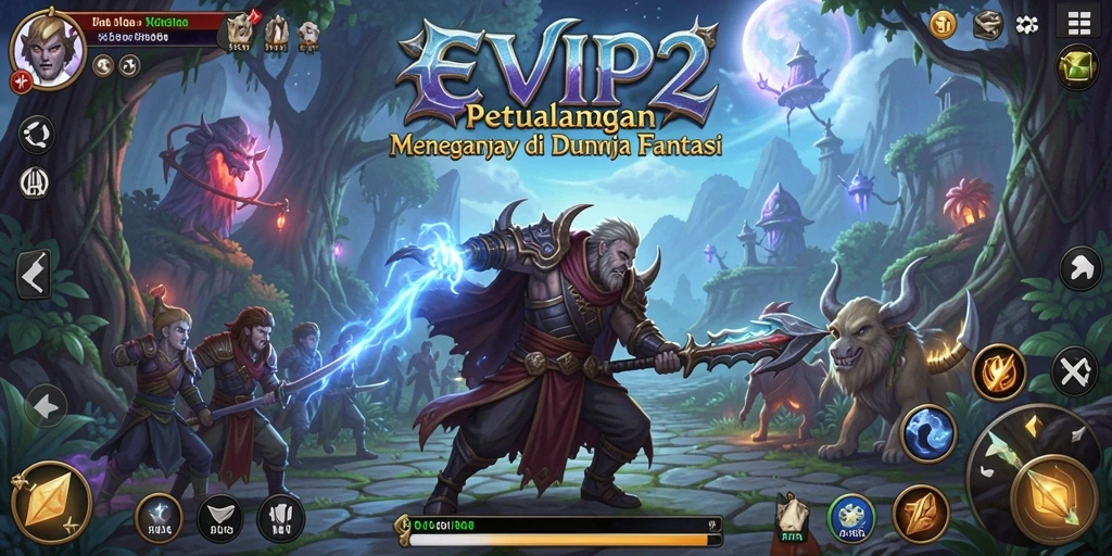 Tampilan gameplay EVIP2 di dunia fantasi yang menakjubkan.