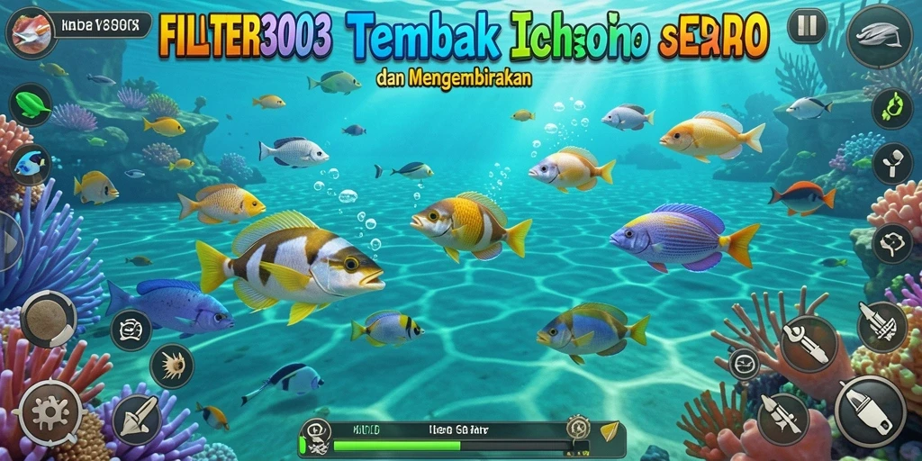 Screenshot gameplay FILTER303 menampilkan aksi menembak ikan yang seru.