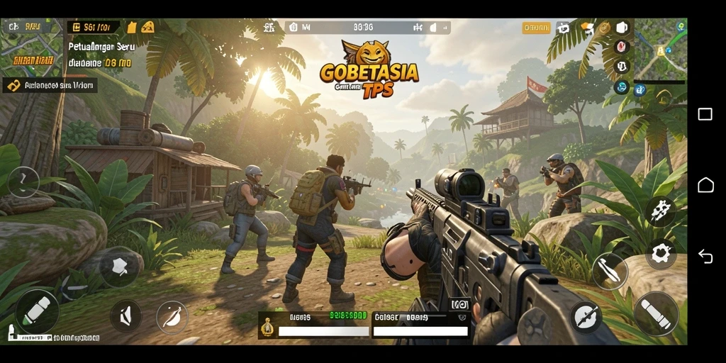 Screenshot menunjukkan aksi seru dalam GOBETASIA dengan gameplay yang mendebarkan.