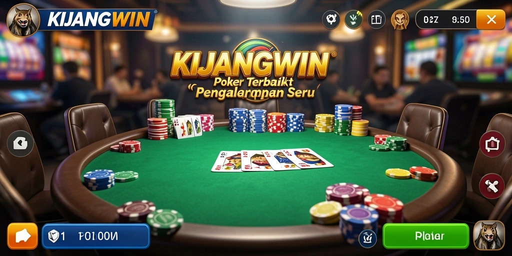 Gameplay KIJANGWIN menampilkan keseruan bermain Poker dengan teman-teman.