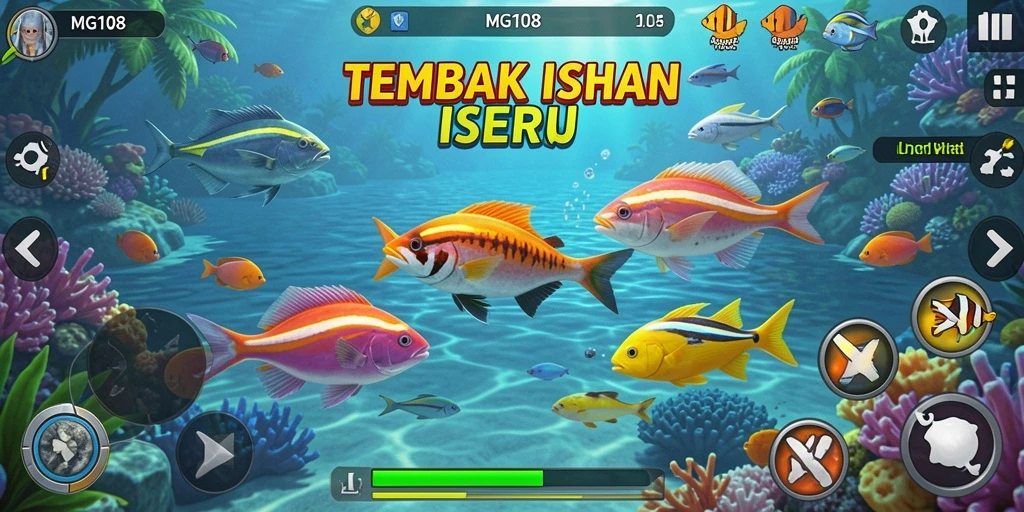 Screenshot gameplay seru menembak ikan di MG108.