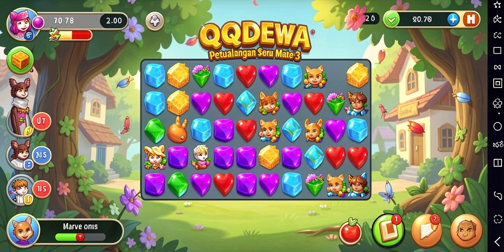 Screenshot gameplay QQDEWA yang menampilkan keseruan mencocokkan elemen.