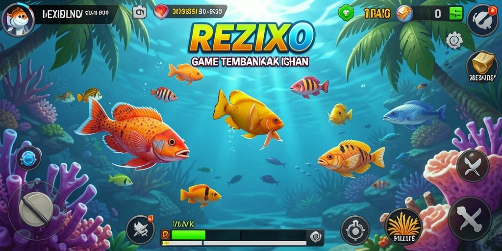Tampilan dinamis dari gameplay Tembak Ikan REZIXO yang seru.