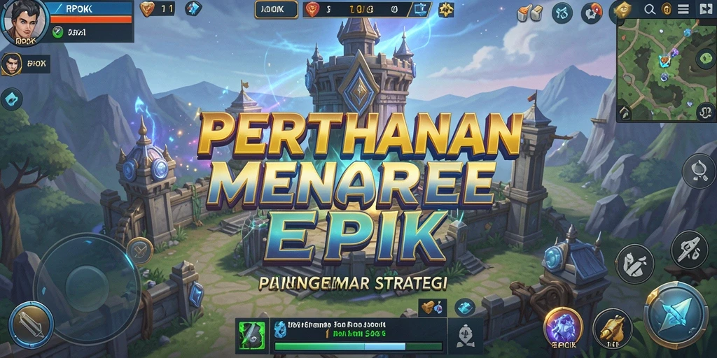 Screenshot utama RPOK menampilkan strategi menara pertahanan yang intens.