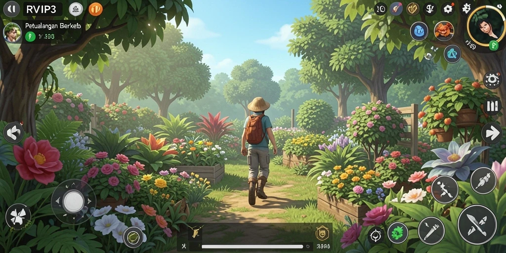 Screenshot gameplay RVIP3 menampilkan aktivitas bertani yang seru dan menyenangkan.