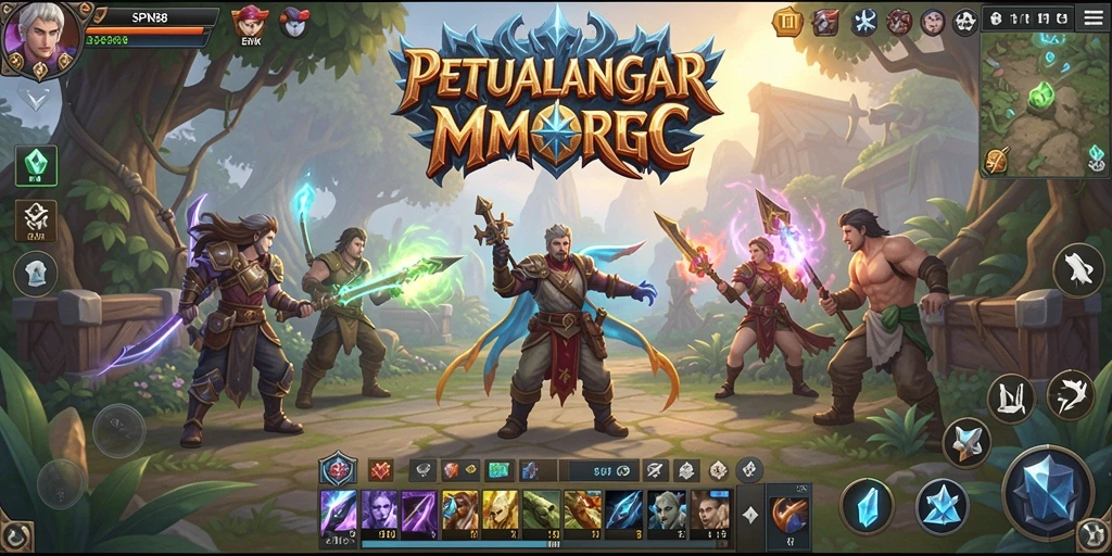 Tampilan gameplay epik dari SPN88 di dunia MMORPG yang luas.