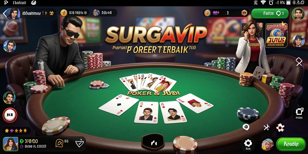 Screenshot gameplay SURGAVIP yang menunjukkan keseruan bermain Poker.