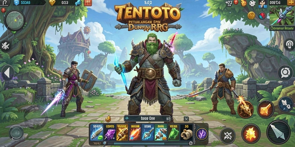 Tampilan gameplay TENTOTO menunjukkan aksi pertarungan seru dan dunia yang menakjubkan.
