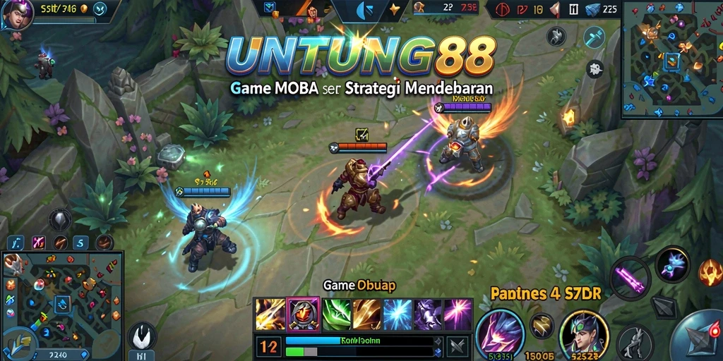 Tampilan gameplay seru dari UNTUNG88 dalam pertempuran MOBA.