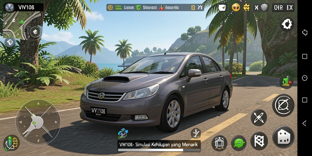 Tangkapan layar menunjukkan elemen gameplay yang interaktif dan menarik dari VW108.