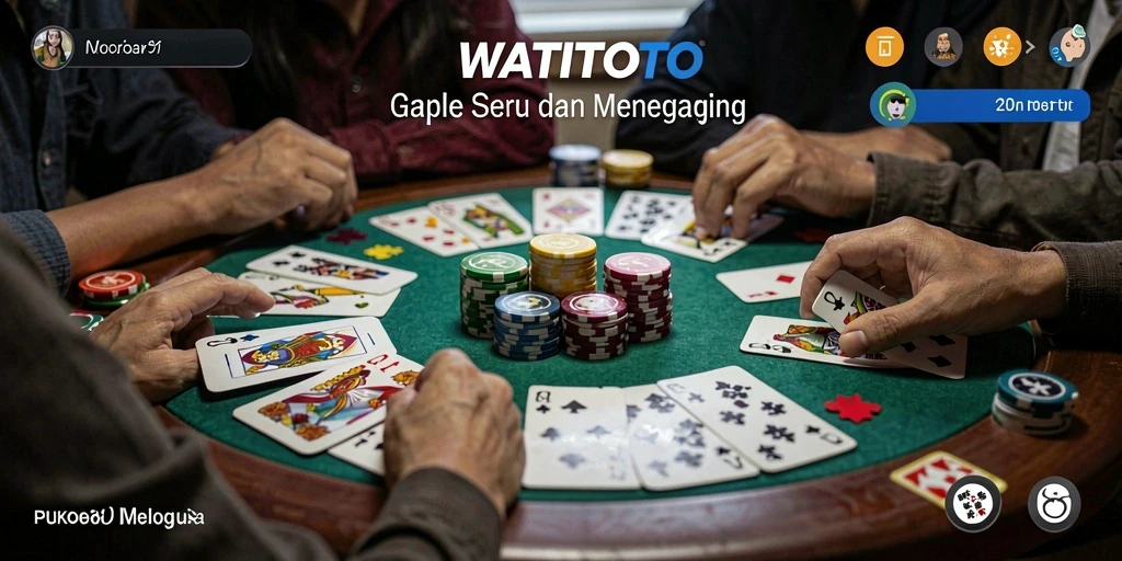 Tampilan gameplay seru WATITOTO dengan pemain bersaing di meja Gaple.